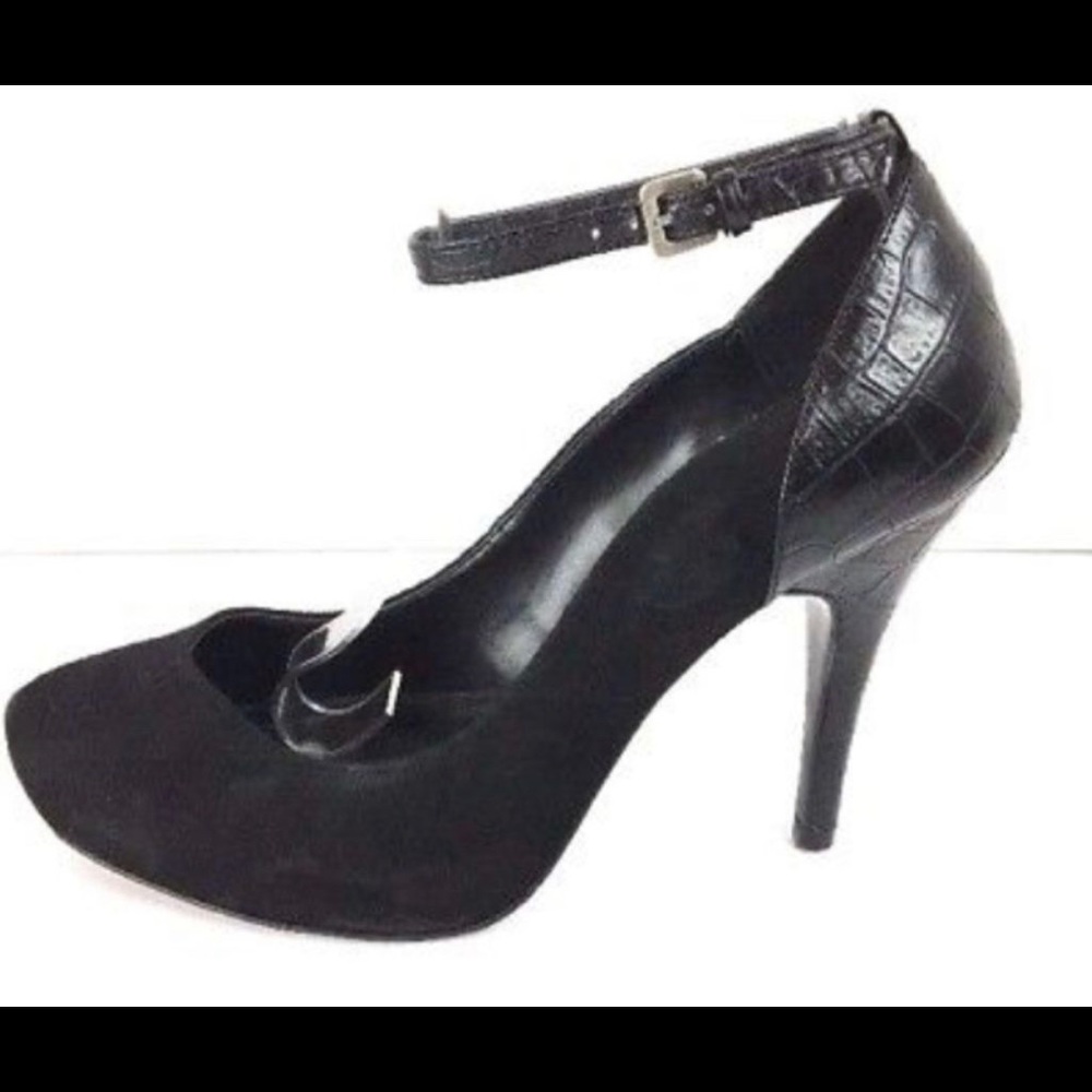 Audrey Brooke black Suede with Croc heels